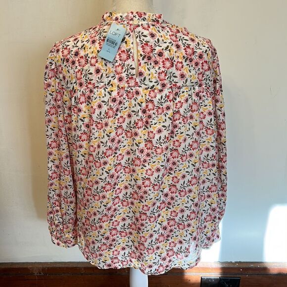 Loft floral long sleeve ruffle blouseSize LP New - Picture 7 of 10